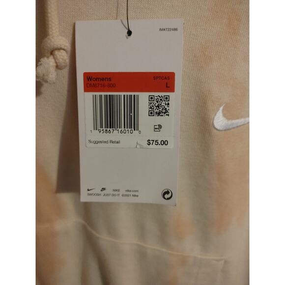 Nike Womens Hoodie Oversized Tie Dye Look Pink Cream Large NWT - Picture 3 of 5